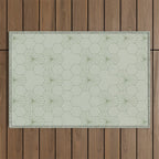 Geometric flowers light sage green pattern Outdoor Rug Gallery Image 1