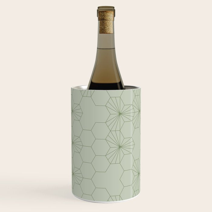Geometric flowers light sage green pattern Wine Chiller Gallery Image 1