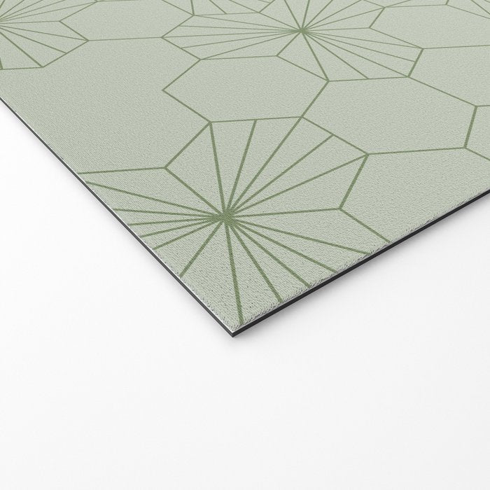 Geometric flowers light sage green pattern Welcome Mat Gallery Image 2