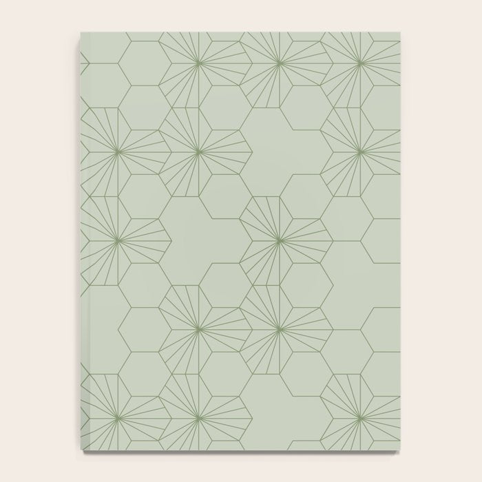 Geometric flowers light sage green pattern Notebook Gallery Image 4