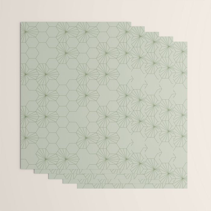 Geometric flowers light sage green pattern Wrapping Paper Gallery Image 3