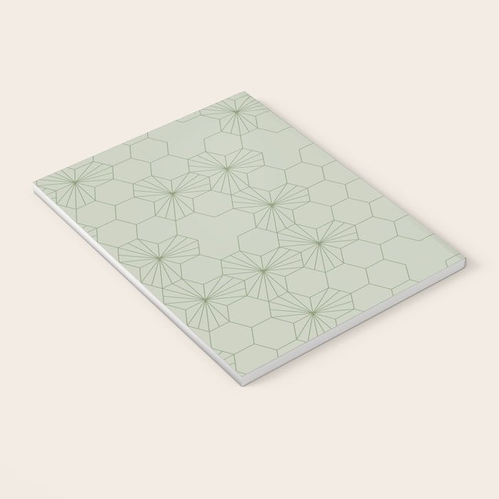 Geometric flowers light sage green pattern Notebook Gallery Image 3
