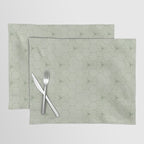 Geometric flowers light sage green pattern Placemat Gallery Image 1