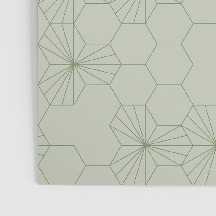 Geometric flowers light sage green pattern Poster Gallery Image 3