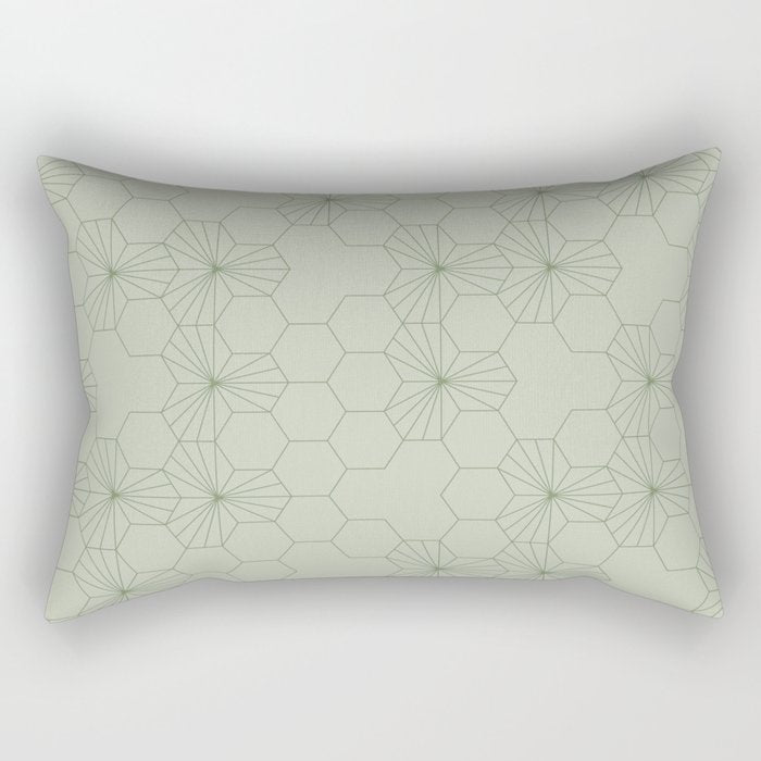 Geometric flowers light sage green pattern Rectangular Pillow Gallery Image 1