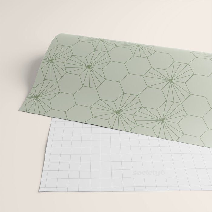 Geometric flowers light sage green pattern Wrapping Paper Gallery Image 2