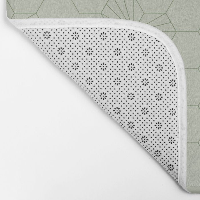 Geometric flowers light sage green pattern Bath Mat Gallery Image 2