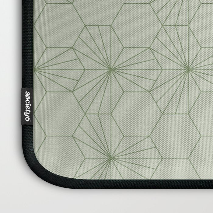 Geometric flowers light sage green pattern Laptop Sleeve Gallery Image 3