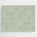 Geometric flowers light sage green pattern Jigsaw Puzzle Gallery Image 1