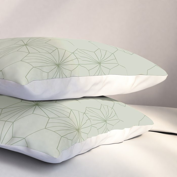 Geometric flowers light sage green pattern Pillow Sham Gallery Image 3
