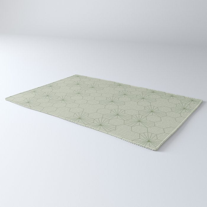 Geometric flowers light sage green pattern Rug Gallery Image 3