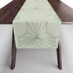 Geometric flowers light sage green pattern Table Runner Gallery Image 1