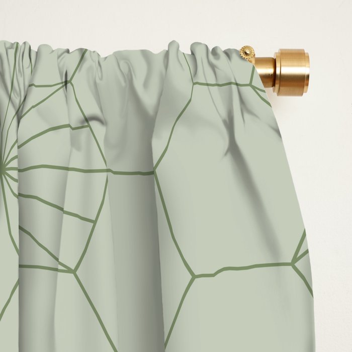 Geometric flowers light sage green pattern Window Curtain Gallery Image 2