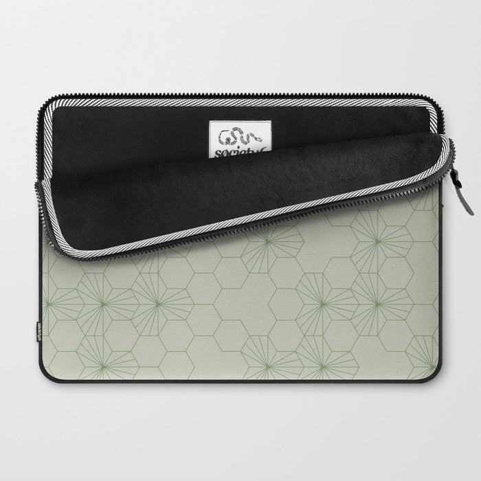 Geometric flowers light sage green pattern Laptop Sleeve Gallery Image 2