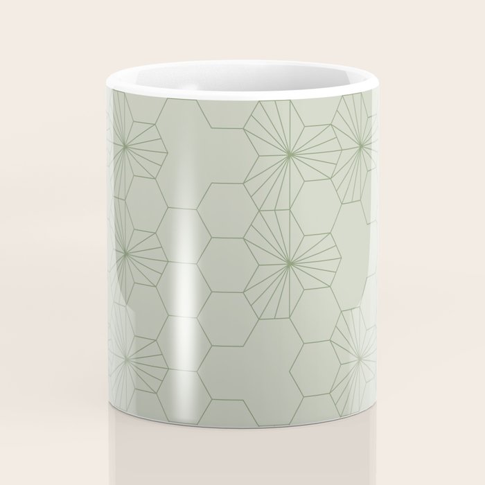 Geometric flowers light sage green pattern Coffee Mug Gallery Image 4