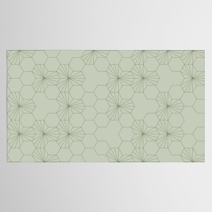 Geometric flowers light sage green pattern Tablecloth Gallery Image 2