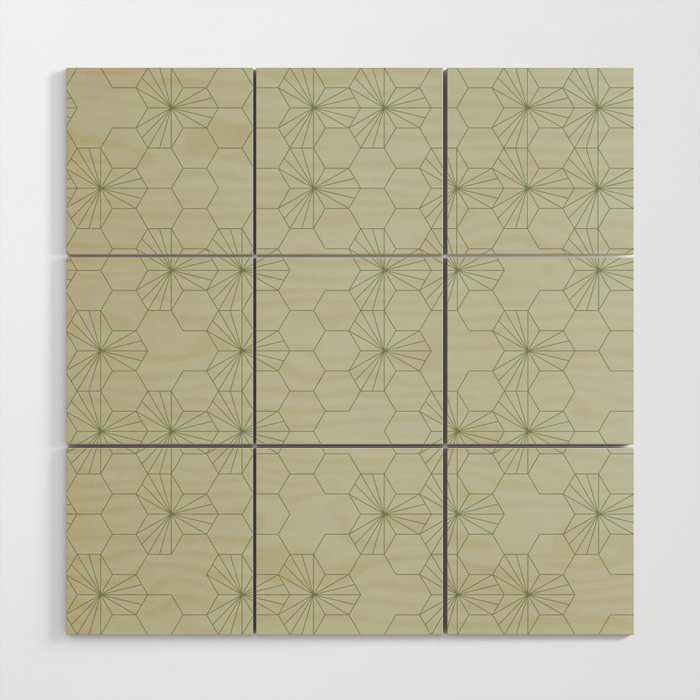 Geometric flowers light sage green pattern Wood Wall Art Gallery Image 1