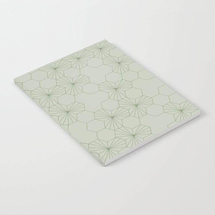 Geometric flowers light sage green pattern Notebook Gallery Image 2