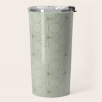 Geometric flowers light sage green pattern Travel Mug Gallery Image 2
