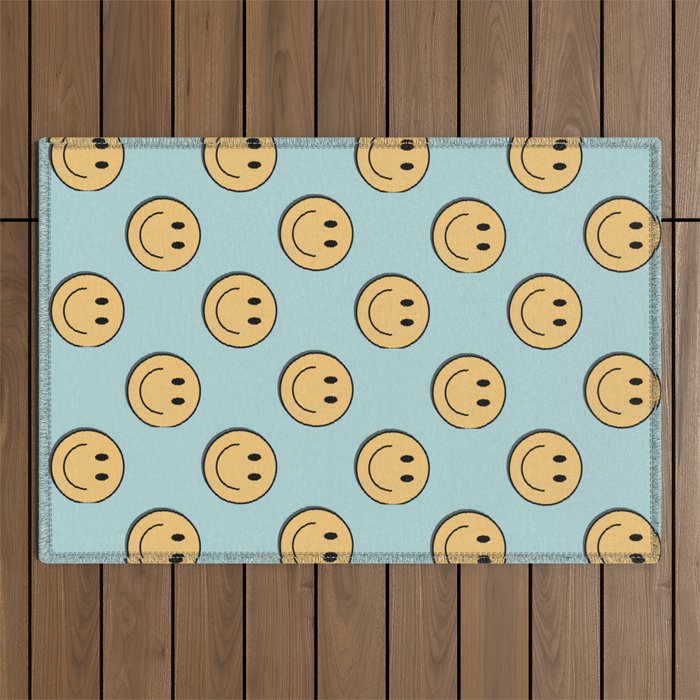 smiley face 90s Outdoor Rug Gallery Image 1