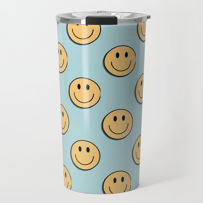 smiley face 90s Travel Mug Gallery Image 1
