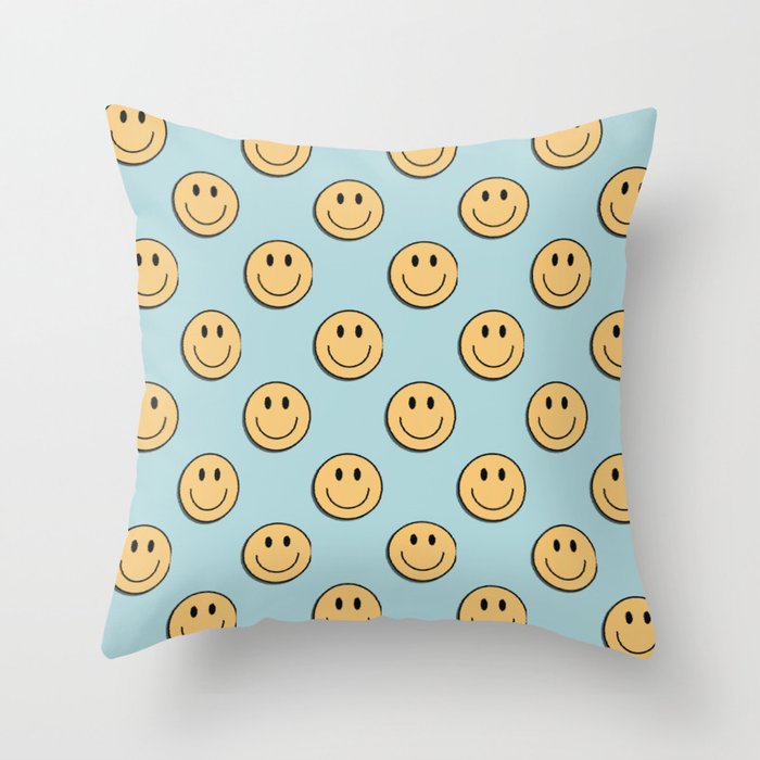 smiley face 90s Throw Pillow Gallery Image 6