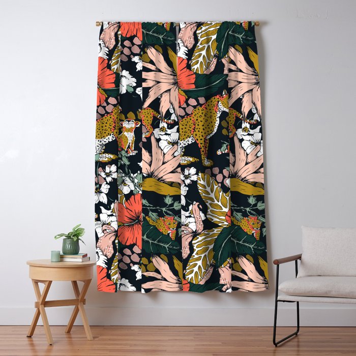 Animal print dark jungle Window Curtain Gallery Image 5