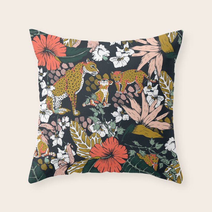 Animal print dark jungle Throw Pillow Gallery Image 6
