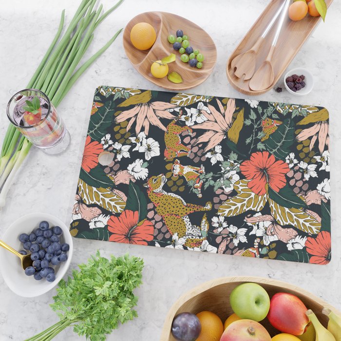 Animal print dark jungle Cutting Board Gallery Image 2