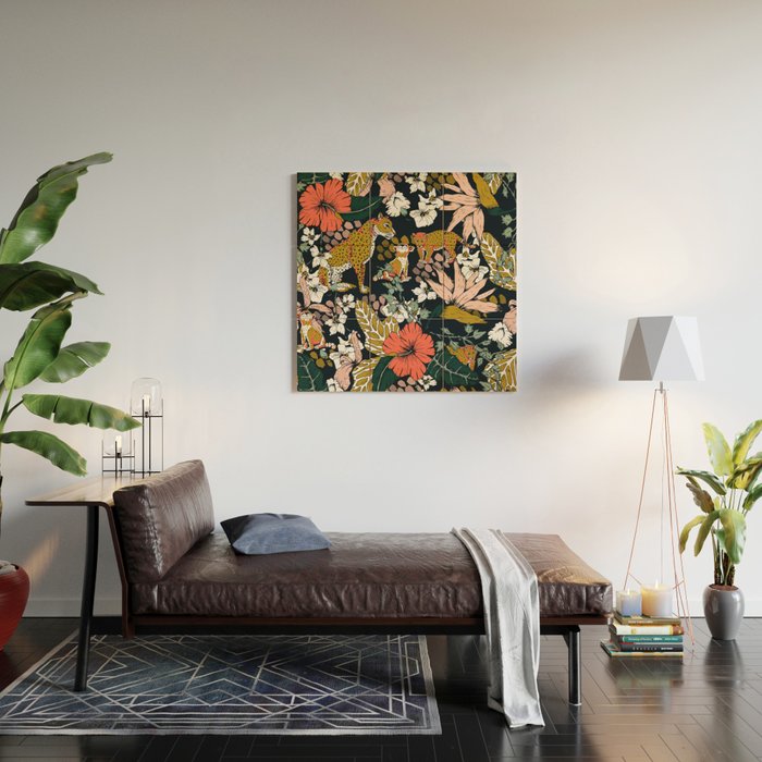 Animal print dark jungle Wood Wall Art Gallery Image 2