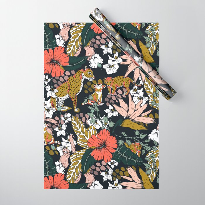 Animal print dark jungle Wrapping Paper Gallery Image 1