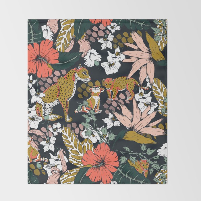 Animal print dark jungle Throw Blanket Gallery Image 2