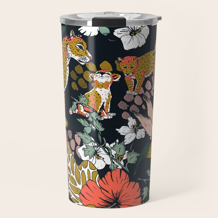 Animal print dark jungle Travel Mug Gallery Image 1