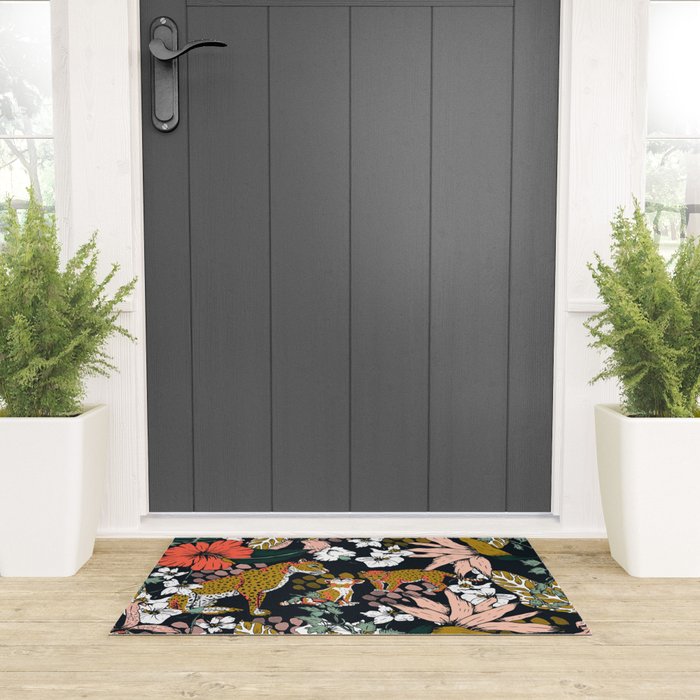 Animal print dark jungle Welcome Mat Gallery Image 3
