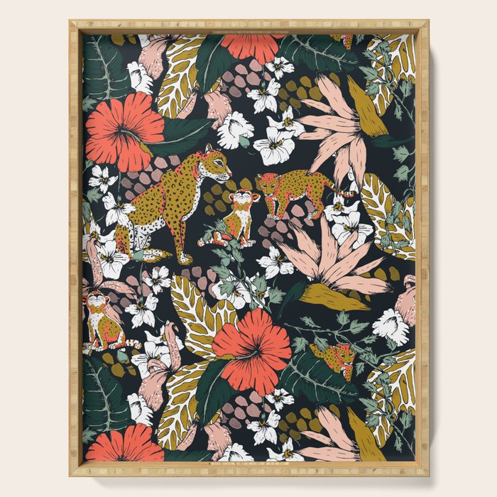 Animal print dark jungle Serving Tray Gallery Image 1