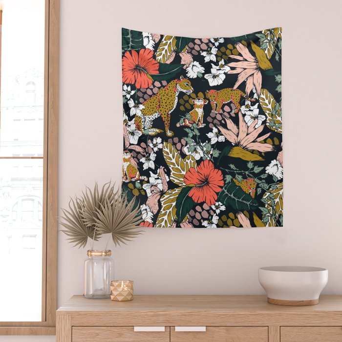 Animal print dark jungle Wall Tapestry Gallery Image 2