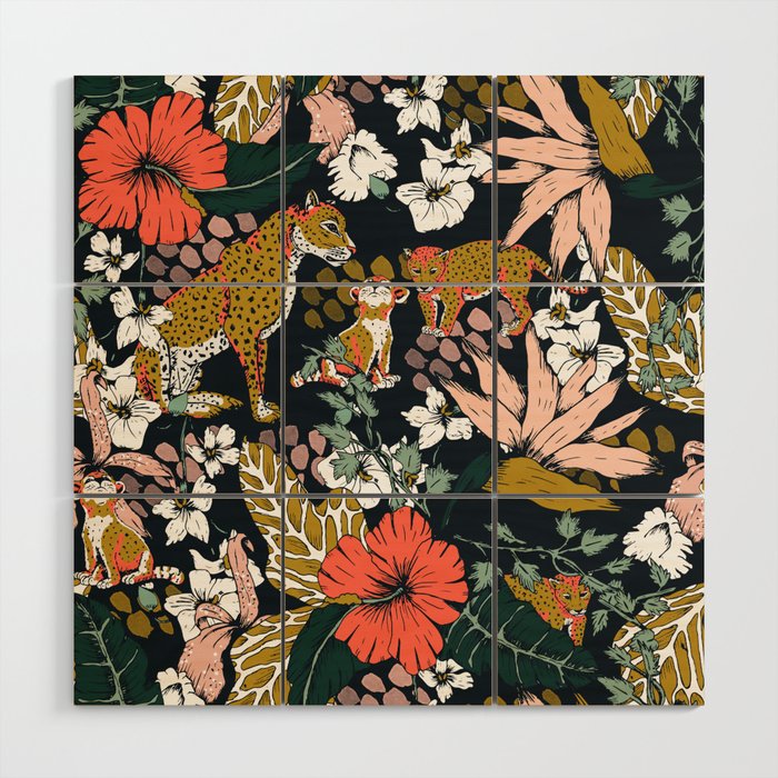 Animal print dark jungle Wood Wall Art Gallery Image 2