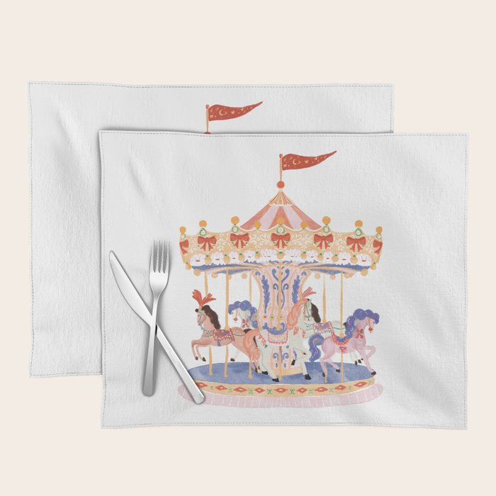 Whimsical Vintage Carousel Ride Placemat Gallery Image 1