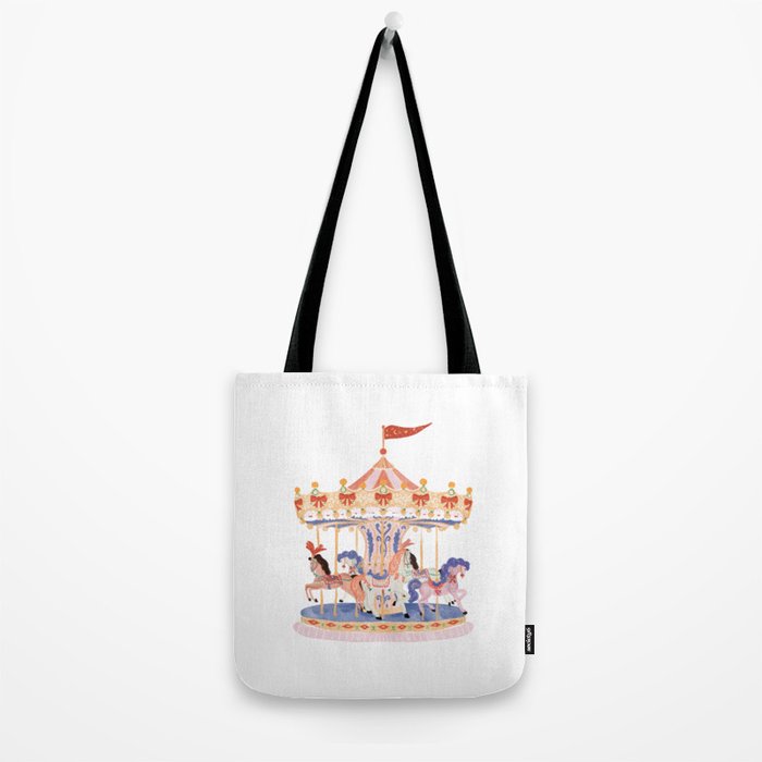 Whimsical Vintage Carousel Ride Tote Bag Gallery Image 2