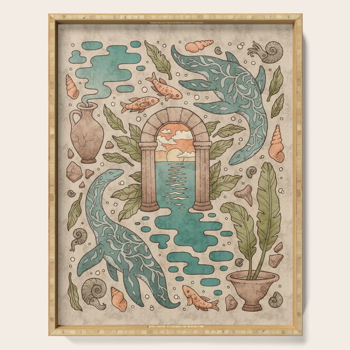 Paradise Panthalassa | Natural History Fantasy Art Serving Tray Gallery Image 1