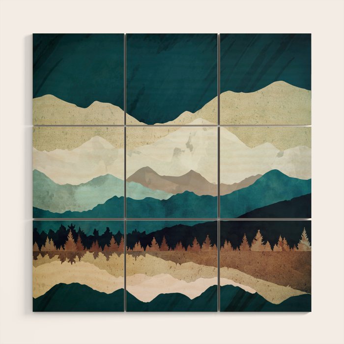 Fall Forest Night Wood Wall Art Gallery Image 1