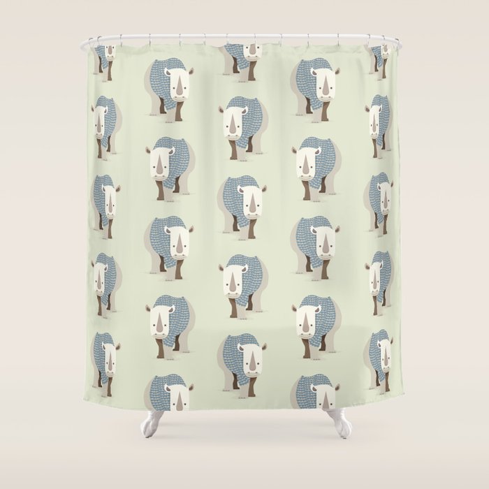 Whimsical Rhinoceros Shower Curtain Gallery Image 1