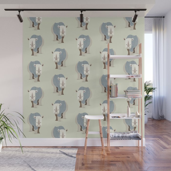 Whimsical Rhinoceros Wall Mural Gallery Image 1