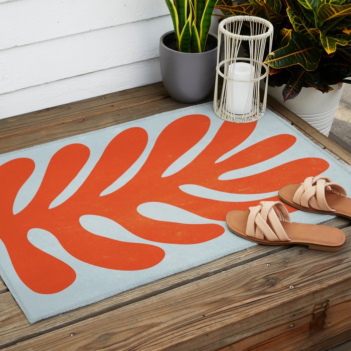 Fire Red: Wild Leaf | Matisse Foliage Paper Cutouts 01 Outdoor Rug Gallery Image 2