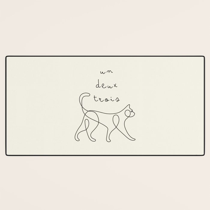 Un Deux Trois Cat / Minimalist Line Drawing Desk Mat Gallery Image 3