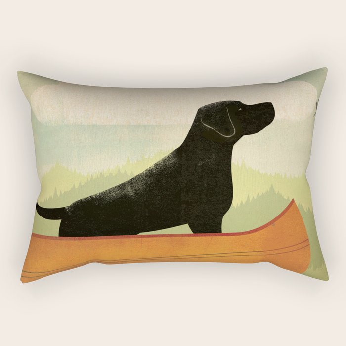 Black Lab Labrador Retriever Dog Canoe Ride Rectangular Pillow