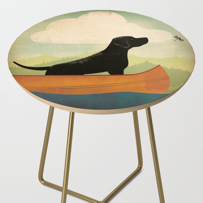 Black Lab Labrador Retriever Dog Canoe Ride Side Table Gallery Image 2