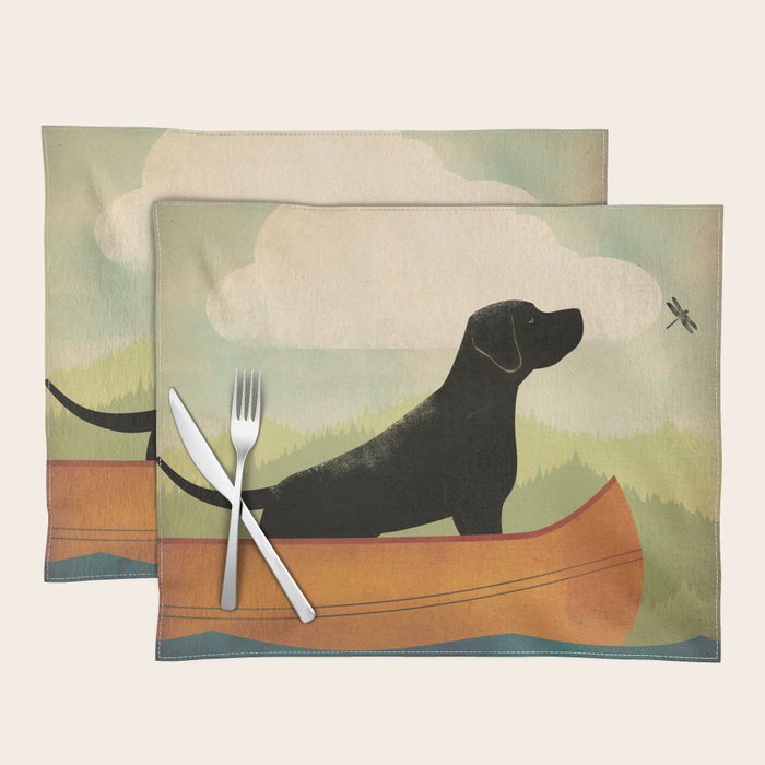 Black Lab Labrador Retriever Dog Canoe Ride Placemat Gallery Image 1