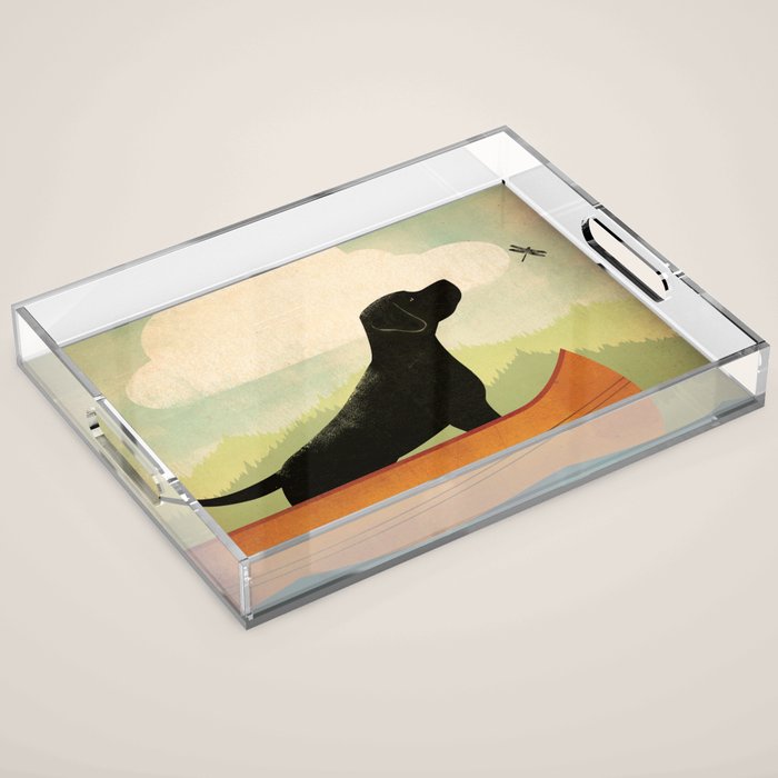 Black Lab Labrador Retriever Dog Canoe Ride Acrylic Tray Gallery Image 1