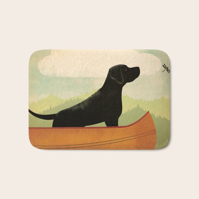 Black Lab Labrador Retriever Dog Canoe Ride Bath Mat Gallery Image 1